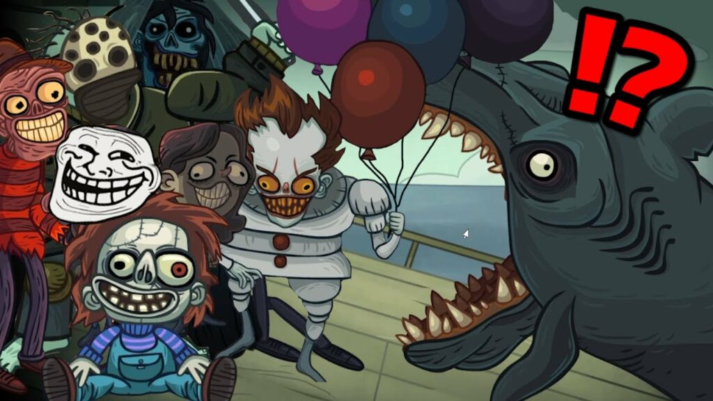 ホラー大集合!?怖い有名キャラクターが『トロールフェイスで襲ってくる』のを防ぐゲームが笑える。【Trollface Quest Horror2】