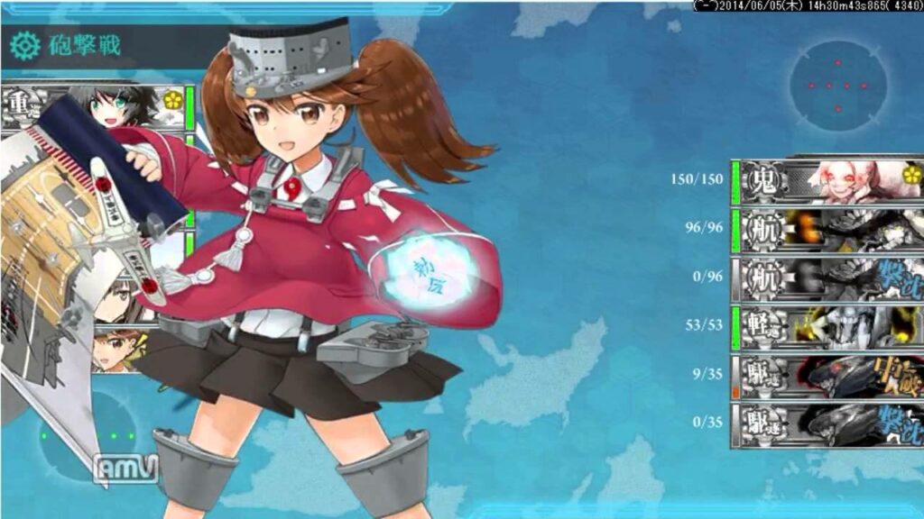 艦これ 5-4 レベリング+戦果稼ぎ (重巡メイン)